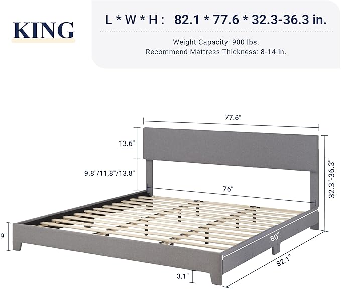 Allewie King Size Platform Bed Frame - Image 2