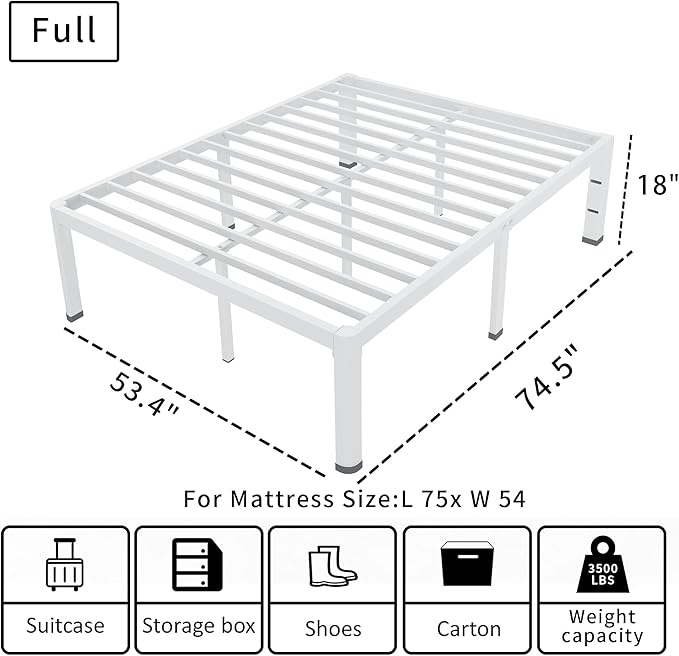 ROIL 18 Inch White Full Size Bed Frame - Image 2
