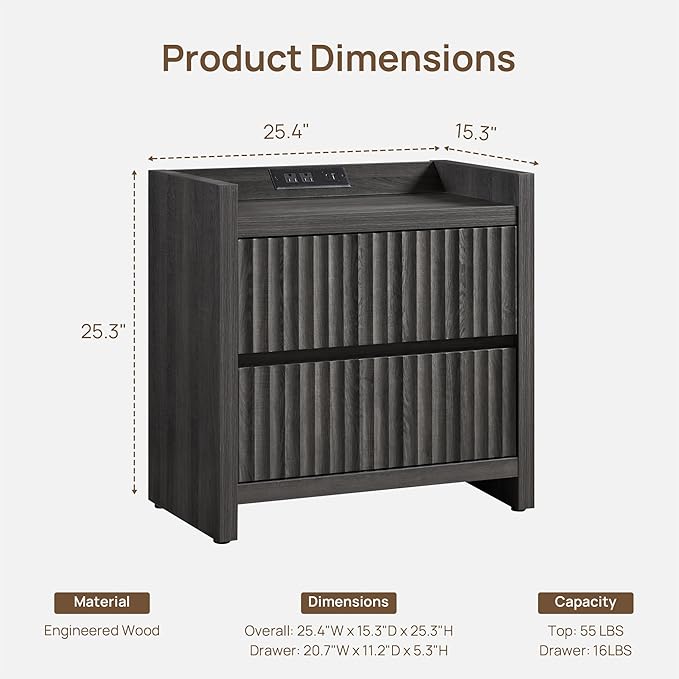 SICOTAS Night Stand Set of 2-Fluted Nightstands - Image 3
