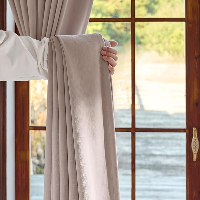 jinchan Chenille Blackout Curtains 84 Inches Long 2 Panels Light Pink Thermal - Image 4