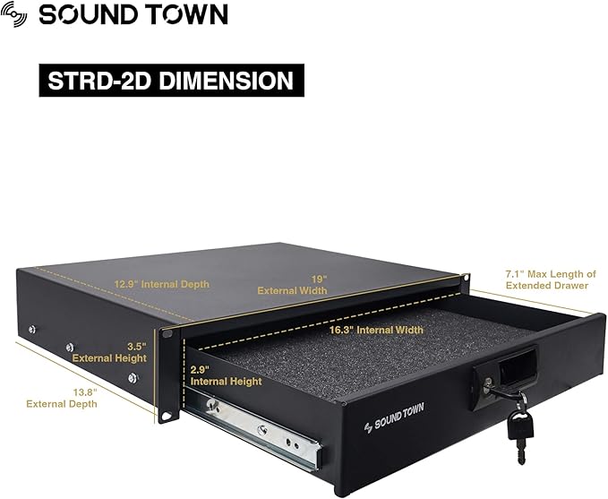 Sound Town High-Quality 1/2” Plywood 12U PA DJ Pro Audio Rack/Road ATA Case - Image 6