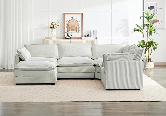 ROWHY 113'' Modular Sectional Cloud Corner Couch, 5 Seater L Shape Sofa Big - Image 8