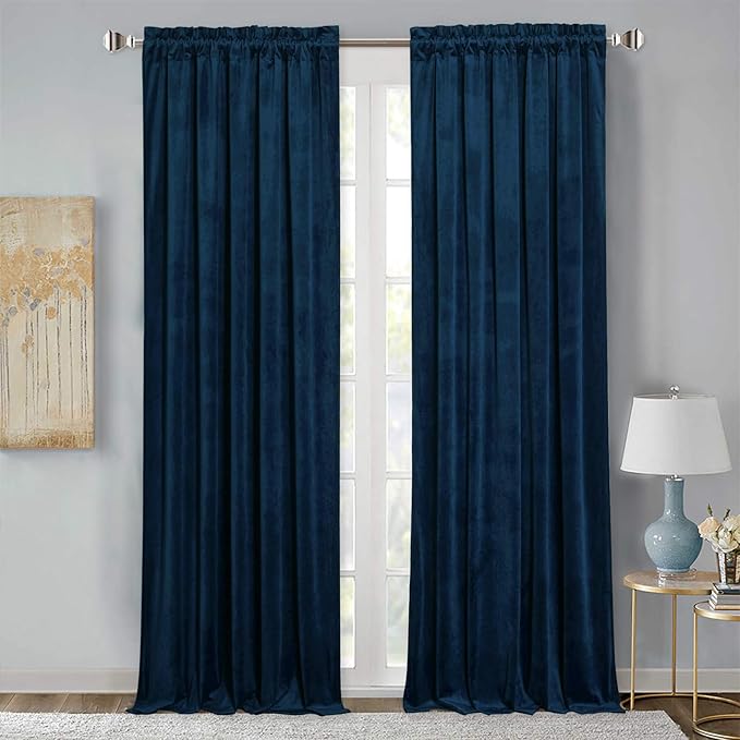 StangH Navy Blue Velvet Curtains by StangH