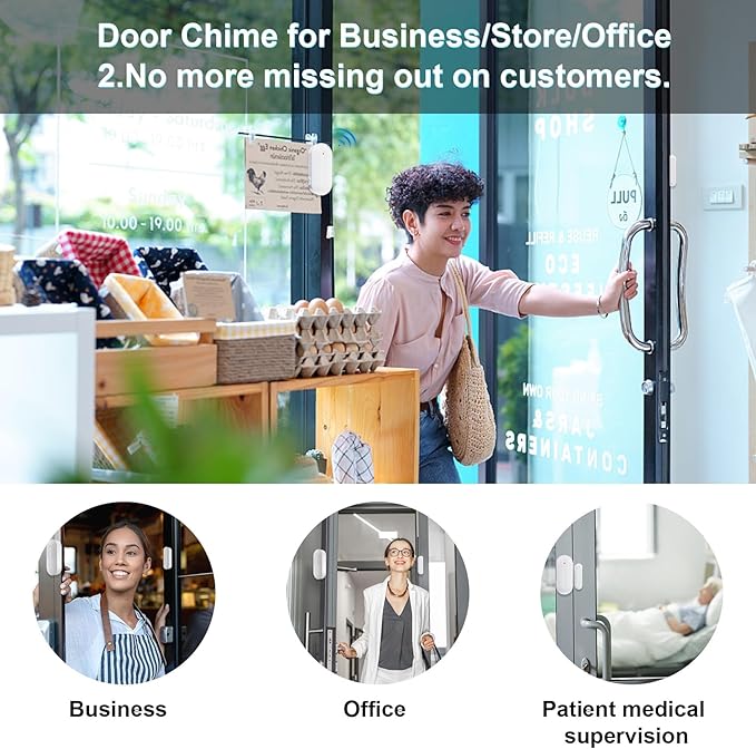 Door Chime, Wireless Door Open Alarm-SANJIE Door Entry Chime - Image 4