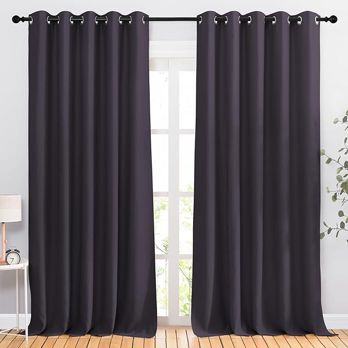NICETOWN Greyish Purple Blackout Living Room Curtains 110 inches Long, Grommet by NICETOWN