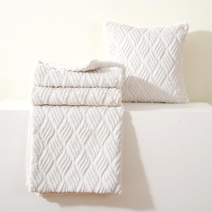 BATTILO HOME White Faux Rabbit Fur Blanket - Image 8