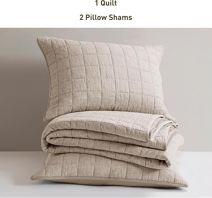 Hyde Lane Luxury Linen Quilt Set Queen Size, Organic European Flax Cotton Blend - Image 5