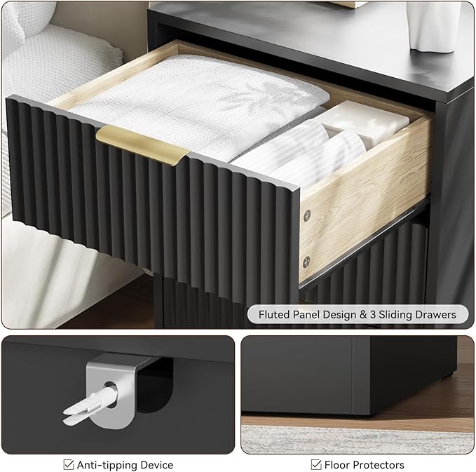 9 Drawer Black Dresser & Nightstand Set 3-Piece - Image 5