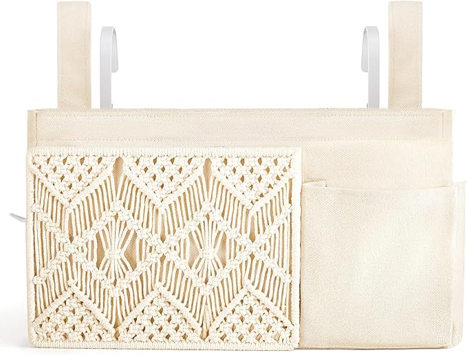 Mkono Bedside Caddy Hanging Organizer, Boho Macrame Storage by Mkono