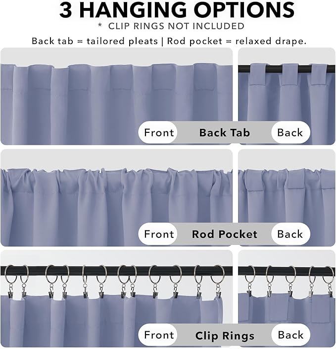 Deconovo Room Darkening Curtains Solid Back Tab and Rod Pocket Curtains Thermal - Image 2