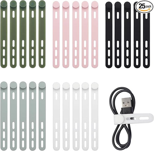 25 PCS Silicone Cable Ties Cord Organizer by HarmonyBazaars