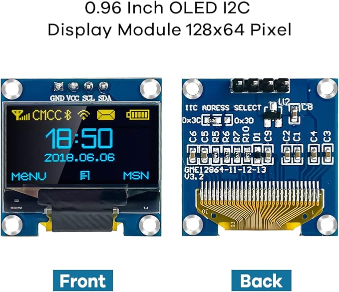 Hosyond 5 Pcs 0.96 Inch OLED I2C IIC Display Module 12864 128x64 Pixel SSD1306 - Image 2