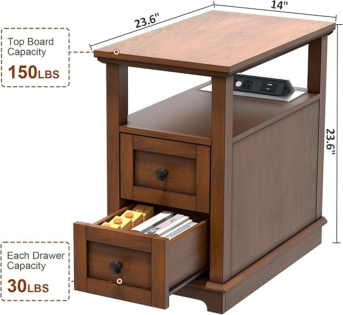 HIFYOBRO 2 Drawers End Table - Image 3