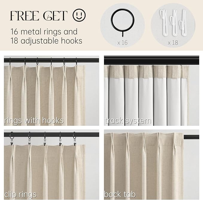 Topfinel Beige Blackout Curtains & Drapes 84 Inch Length, Cream Pinch Pleat - Image 3