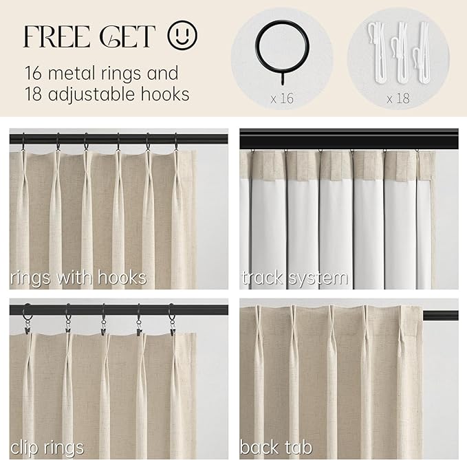 Topfinel Extra Long Total Blackout Cream Linen Curtains 108 Inches Long - Image 3