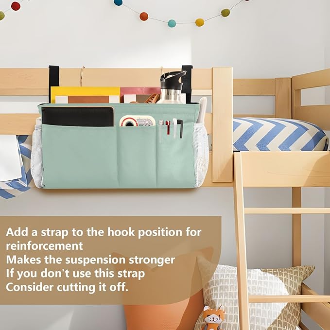 KOPIRIT Cyan Gray Bedside Caddy Storage Bag Bedside Organizer - Image 6