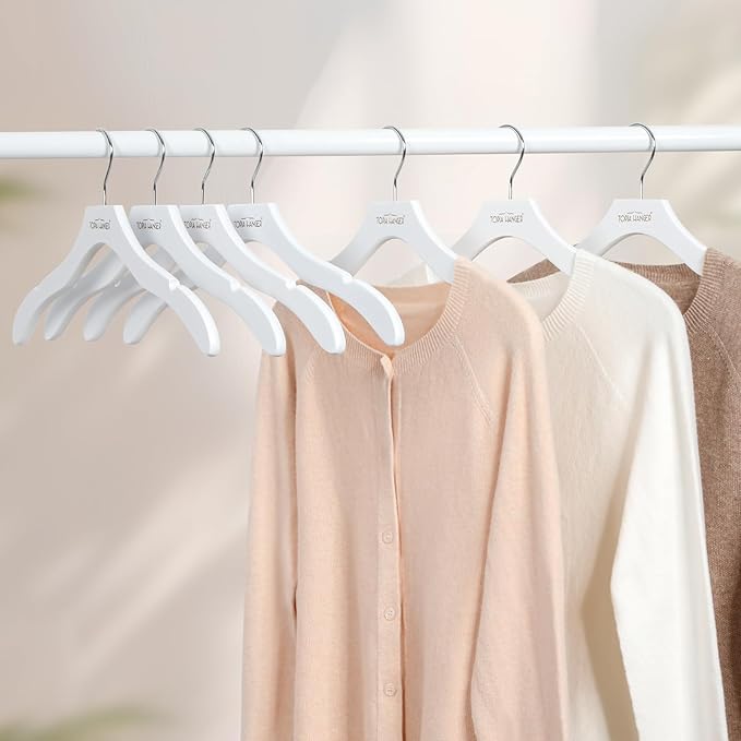 TOPIA HANGER Wooden Coat Hangers 12 Pack, Premium Wood Suit Sweater No Shoulder - Image 2