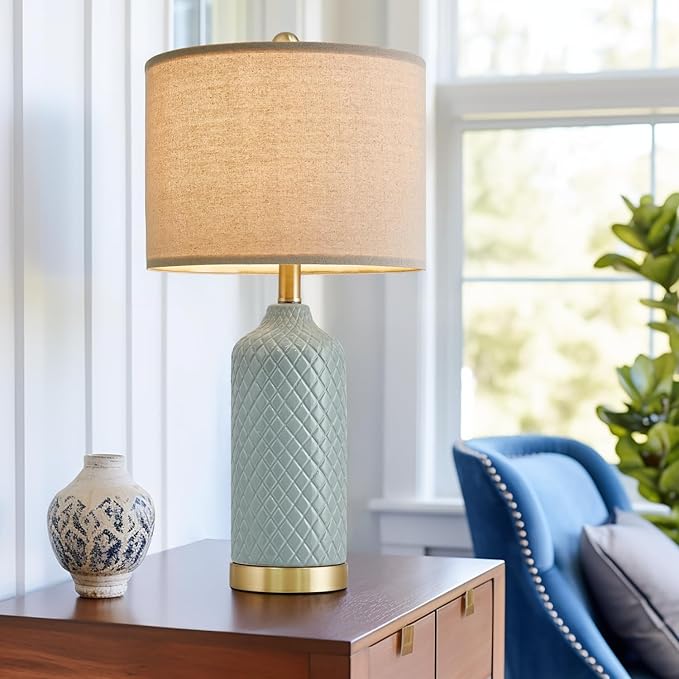 24.25" Modern Ceramic Blue Lamps - Image 7