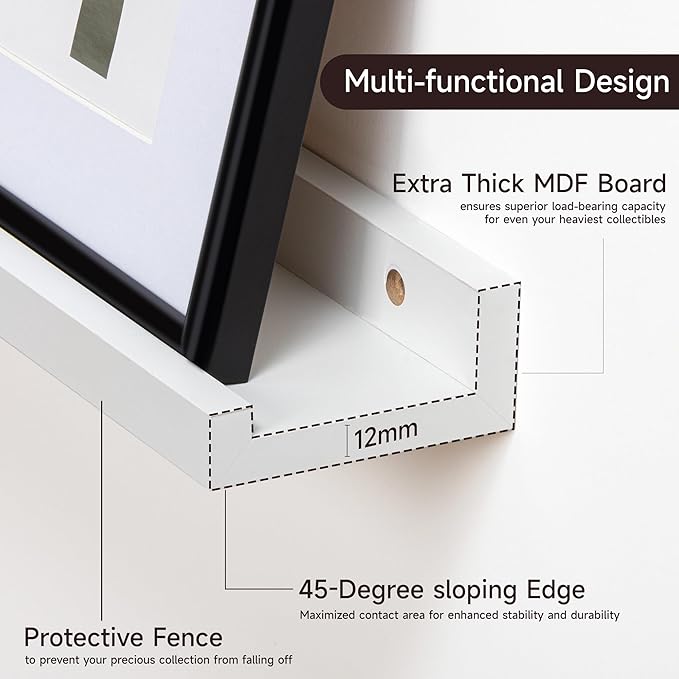 Floating Picture Ledge Shelves for Wall Set of 2, 95 Inches Picture Ledge Shelf - Image 4