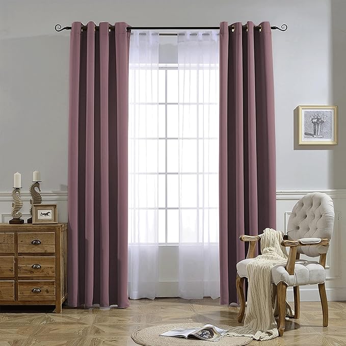 NICETOWN Dry Rose Bedroom Curtains 72 inches Long, Grommet Blackout Thermal - Image 7