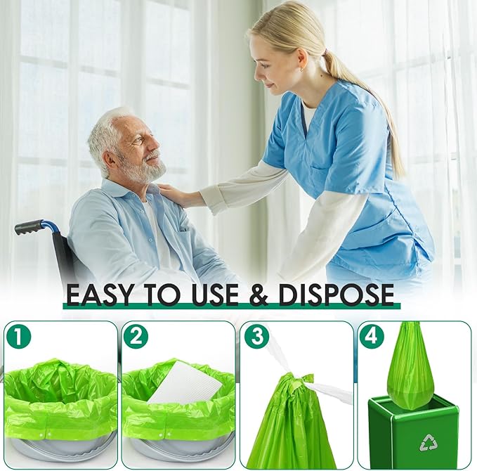 BOOWOO Bedside Commode Liners, 100 Leakproof Toilet Liners - Image 7