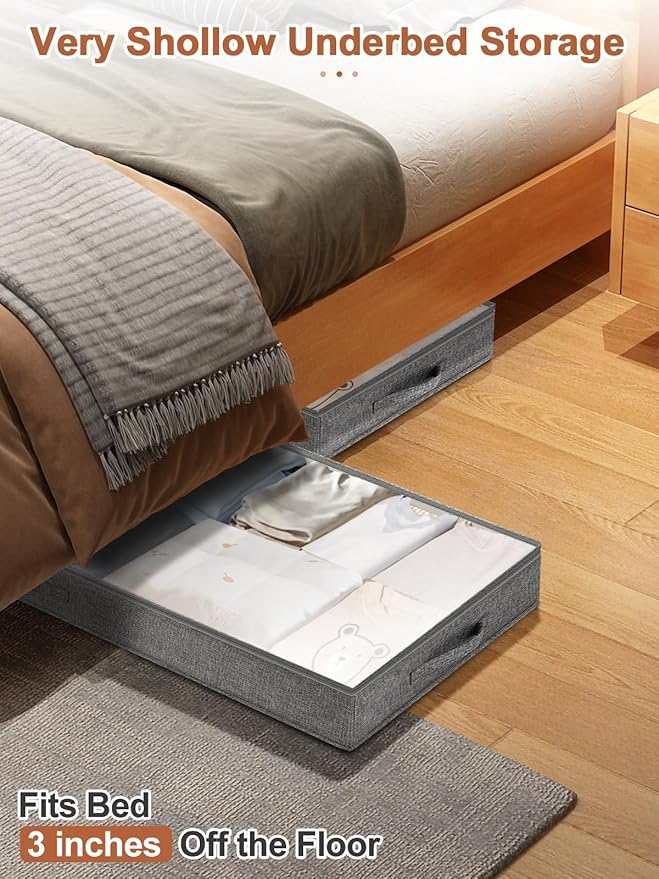 punemi 3-Inch Low Profile Under Bed Storage Containers，No-Structure, Soft - Image 5