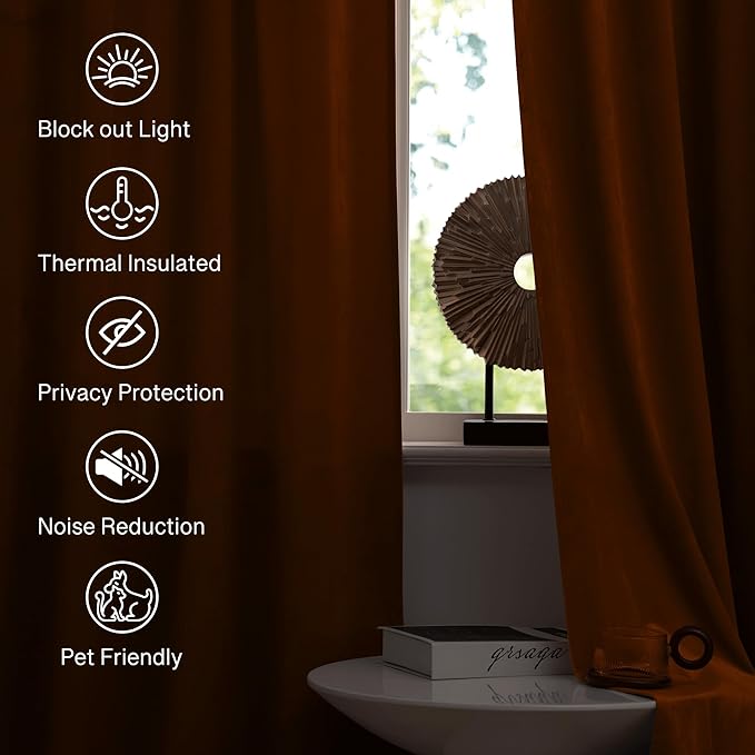StangH Burnt Orange Velvet Curtains - Image 6