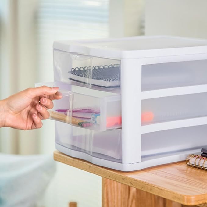 Sterilite 4-Pack 3 Drawer Unit, Plastic Desktop Organizer - Image 7