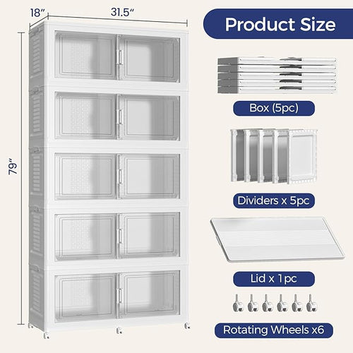 250GAL Storage Bins with Lid and Wheels, Stackable Closet Organizers and - Image 2