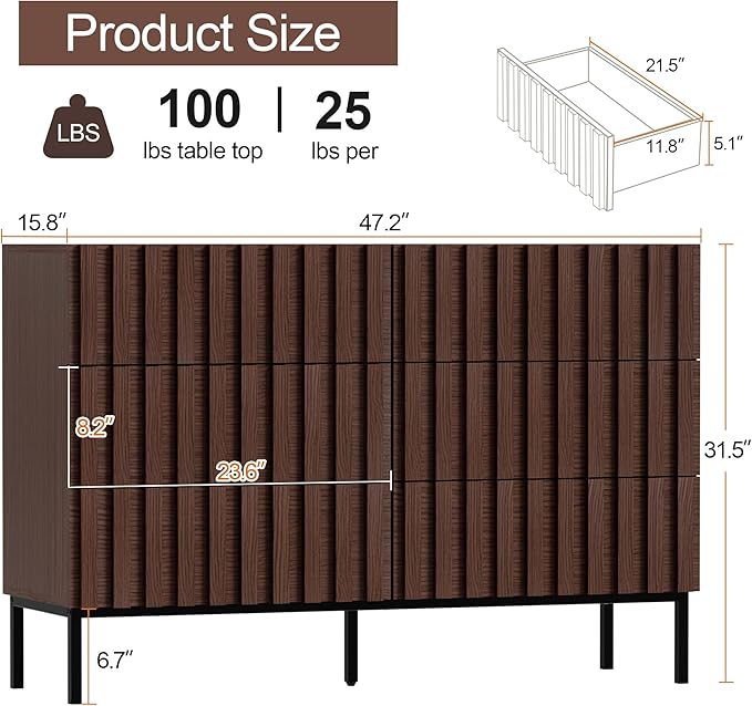 UEV Fluted Dresser for Bedroom - Image 2