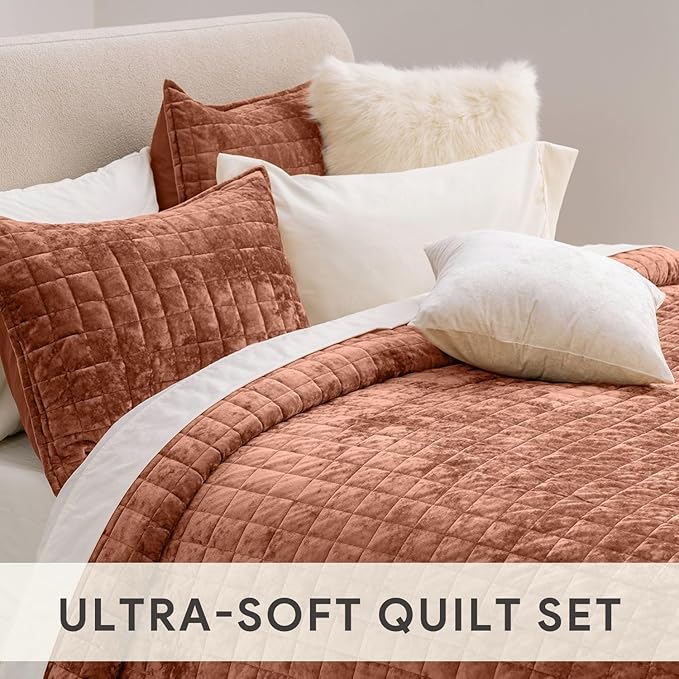RECYCO Luxury Velvet Quilt Set Full Queen Size Bedding Sets, Ultra Soft Velvet - Image 4