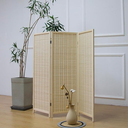 3 Panel Short Room Divider Screen, Small Bamboo Panel Divider by Furnnylane