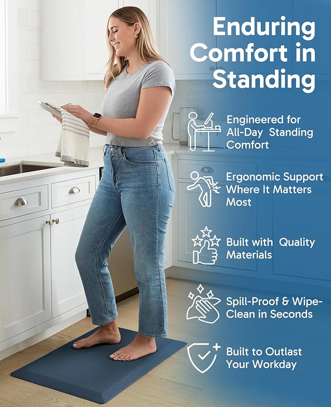 Ophanie Kitchen Mats for Floor, 3/4 inch Thick, 17x28 Anti Fatigue Cushioned Mat - Image 3