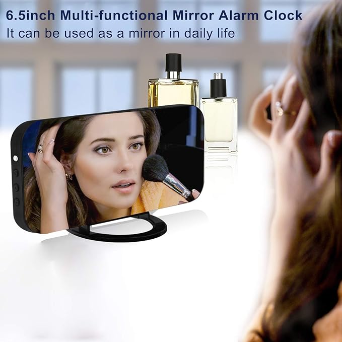 Digital Clock Large Display, LED Alarm Electric Clocks Mirror Surface - Image 2