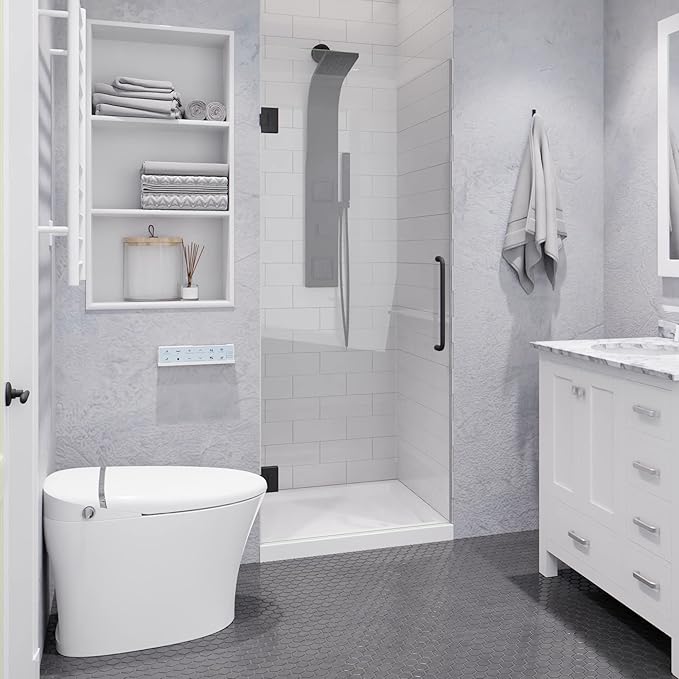 ANZZI 70" x 24" Frameless Shower Door in Gun Metal Black, Passion Water by ANZZI