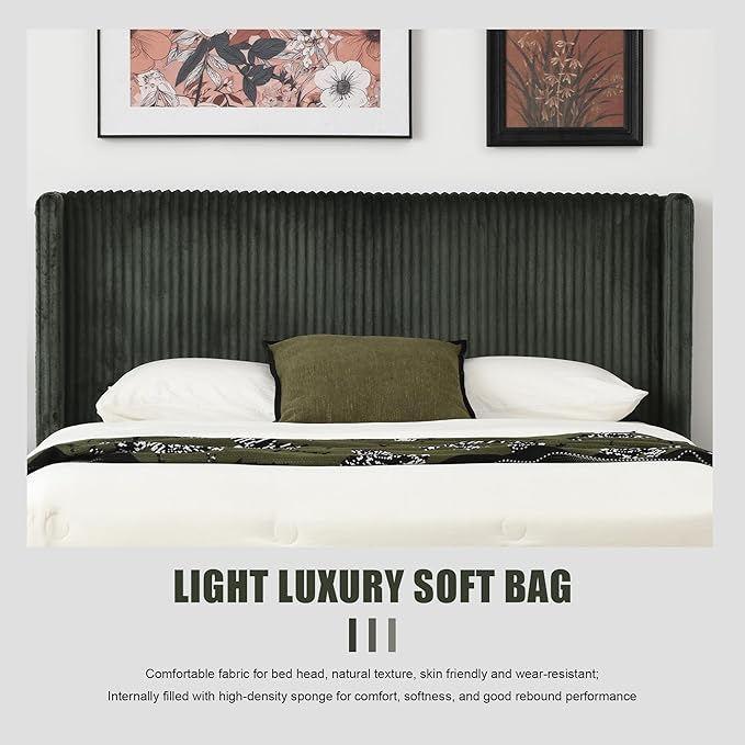 PINJU Full Size Bed Frame, Upholstered Platform Bed - Image 7