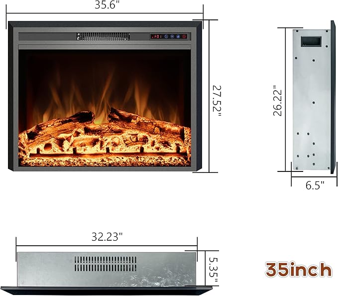 Electric Fireplace, Electric Fireplace Inserts, Recessed Fireplace Heater - Image 6