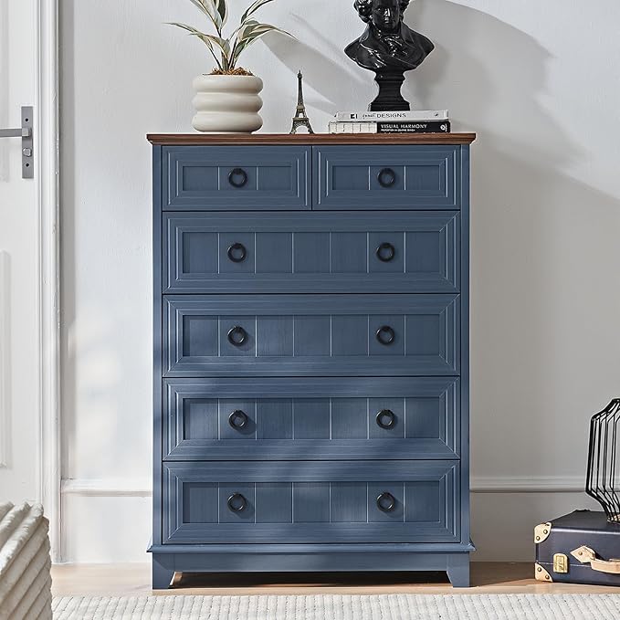 Farmhouse 6 Drawer Dresser for Bedroom, Rustic Wood Dresser - Image 5