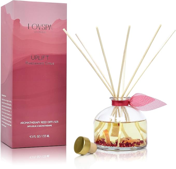 LOVSPA Reed Diffuser Set, Uplift Pomegranate Citrus Scented Oil Diffuser by LOVSPA