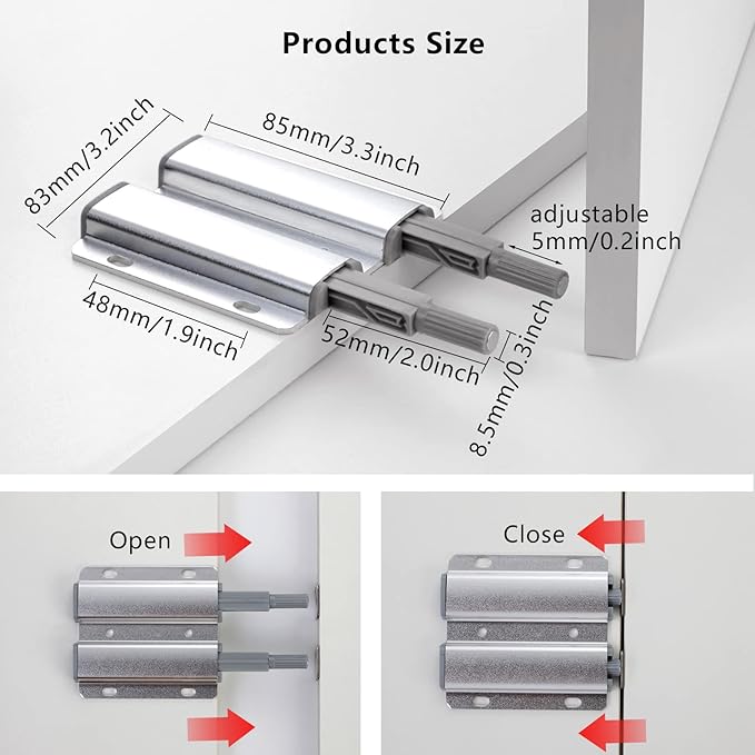 Double Magnetic Push Latch, 10 Pack Heavy Duty Touch Latch Hardware - Image 4