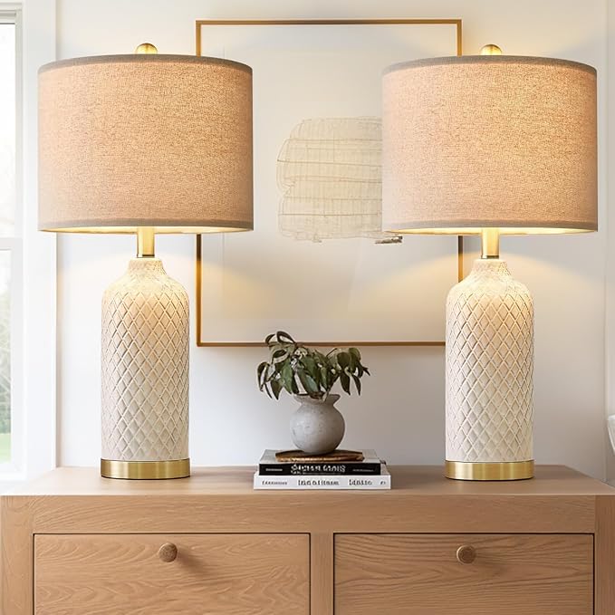 24.25" Table Lamps Set of 2 Modern Ceramic Lamps - Image 9
