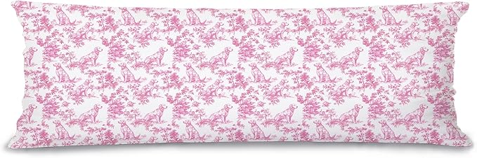 Pink Chinoiserie Golden Retriever Dog 20x54 Body Pillow Cover by Unknown