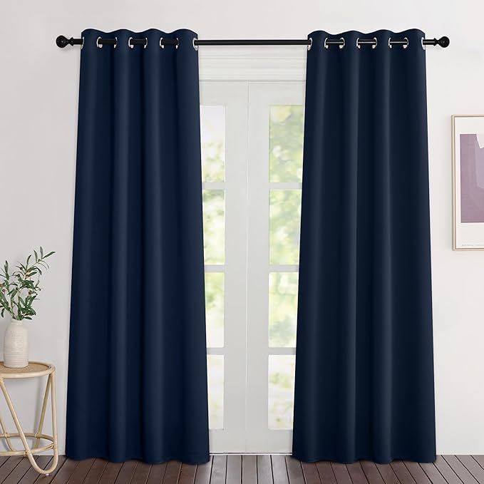 NICETOWN Navy Blackout Curtains 84 inch Length 2 Panels, Grommet Thermal by NICETOWN