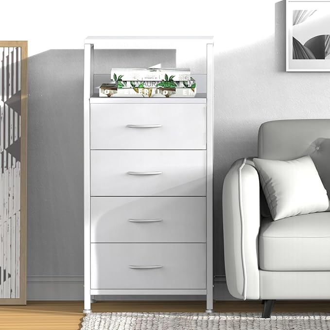 Dresser with 4 Drawers, Fabric Storage Tower - Image 4