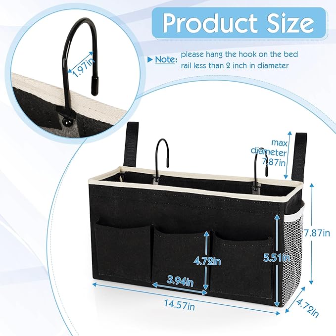 Ozzptuu Bedside Storage Caddy/Bedside Hanging Storage Bag - Image 2