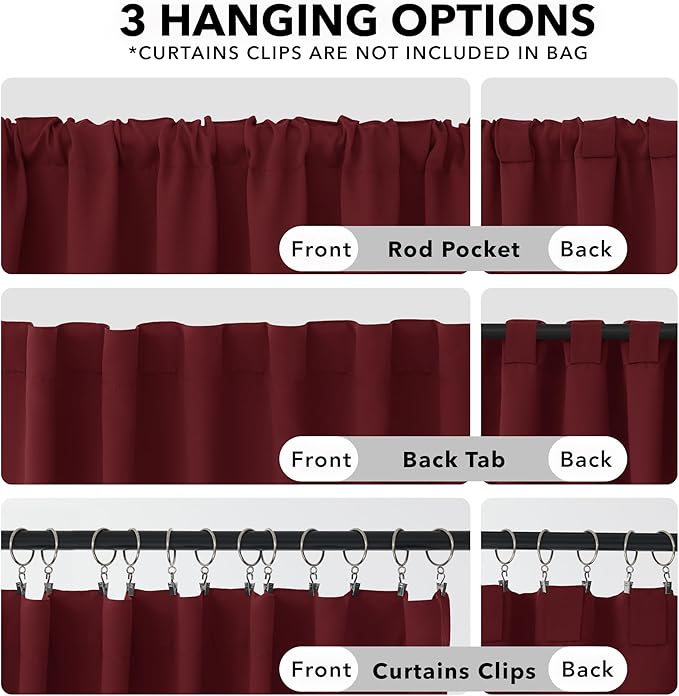 Deconovo Rod Pocket and Back Tab Curtains Solid Thermal Insulated Blackout - Image 2