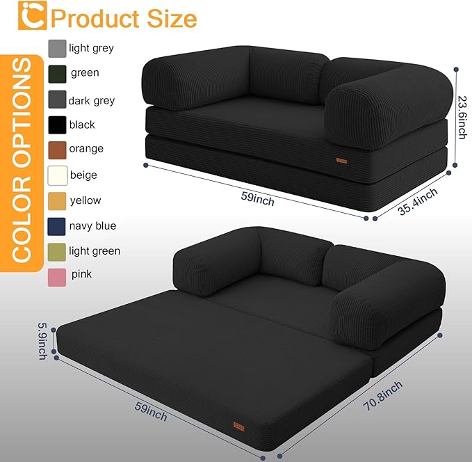 COMAX Folding Sofa Bed Queen 4-in-1 Foldable Floor Couch Convertible Futon Sofa - Image 2