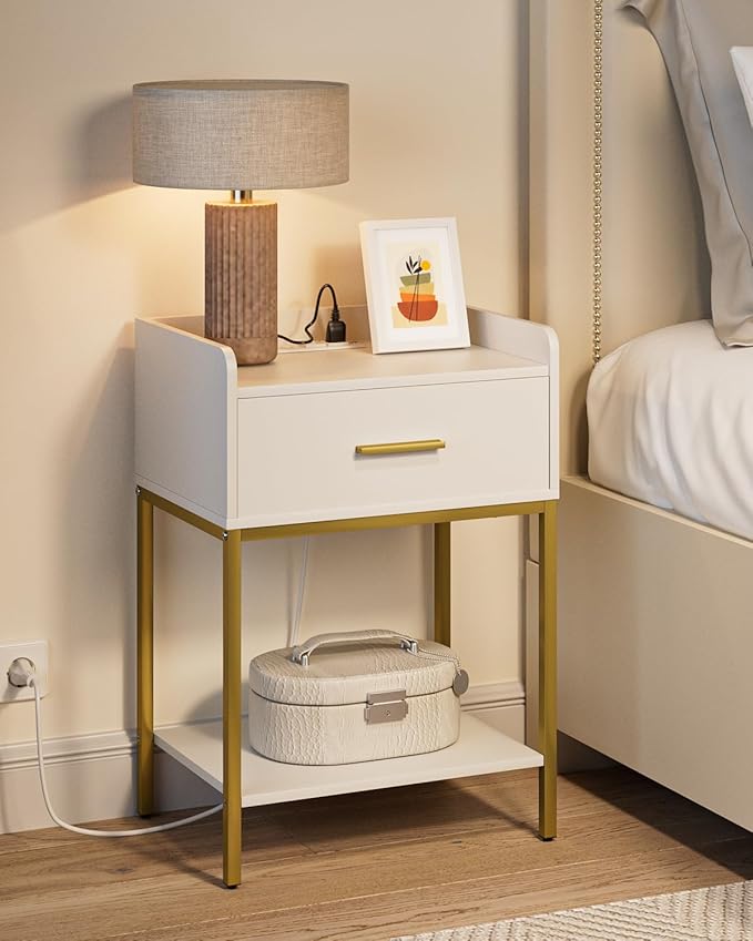 Masupu Nightstand with Charging Station, 3-Tier Modern Bedside Night Stand with - Image 6