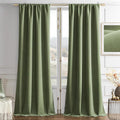 Joydeco Coconut Green Velvet Curtains 72 Inches 2 Panels, Luxury Thermal by JOYDECO