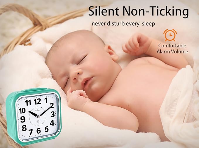 5.5" Large No Ticking Analog Alarm Clock, Silent Readable - Image 3